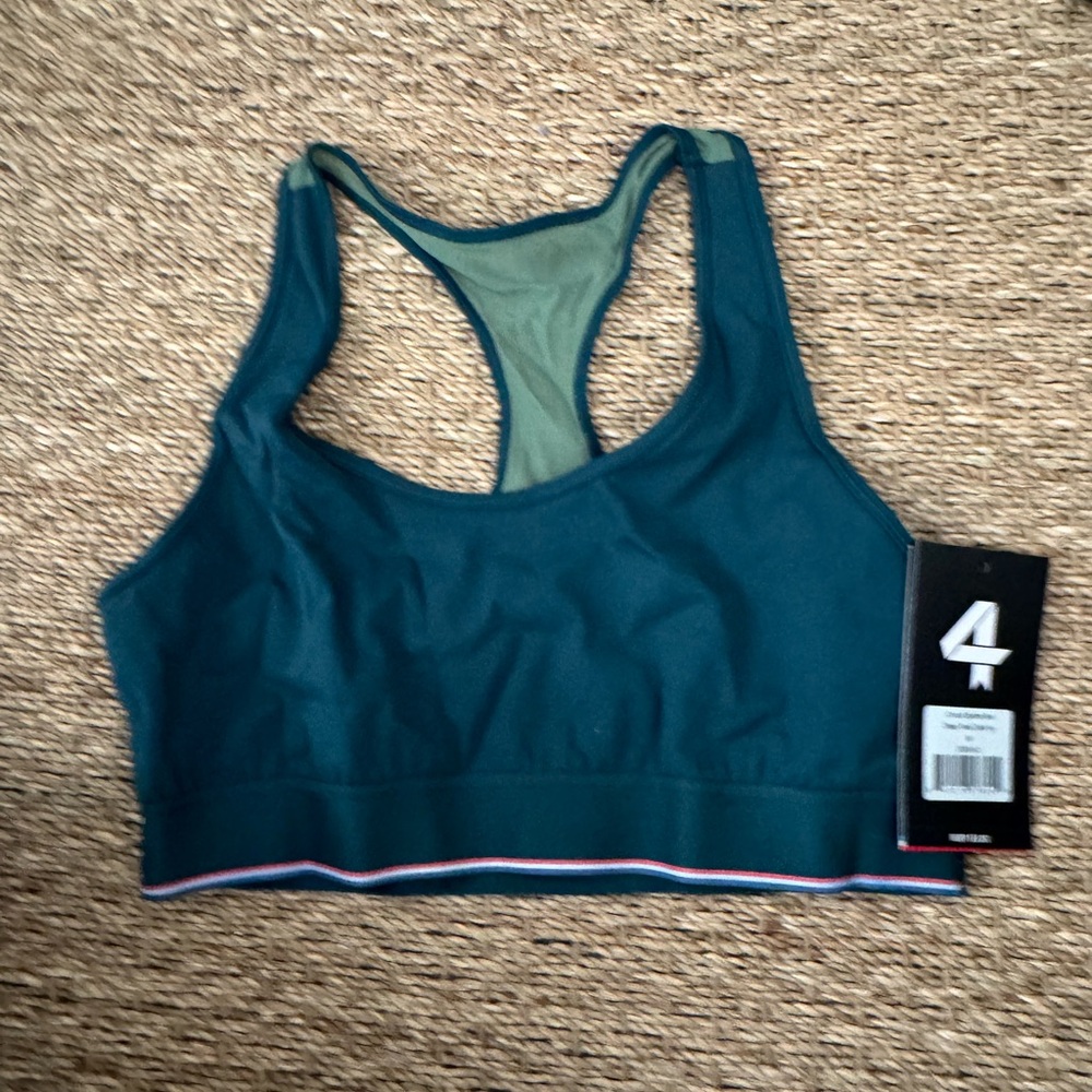 Teal Racerback Sports Bra with Contrast Trim